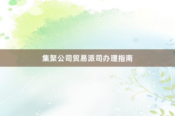 集聚公司贸易派司办理指南